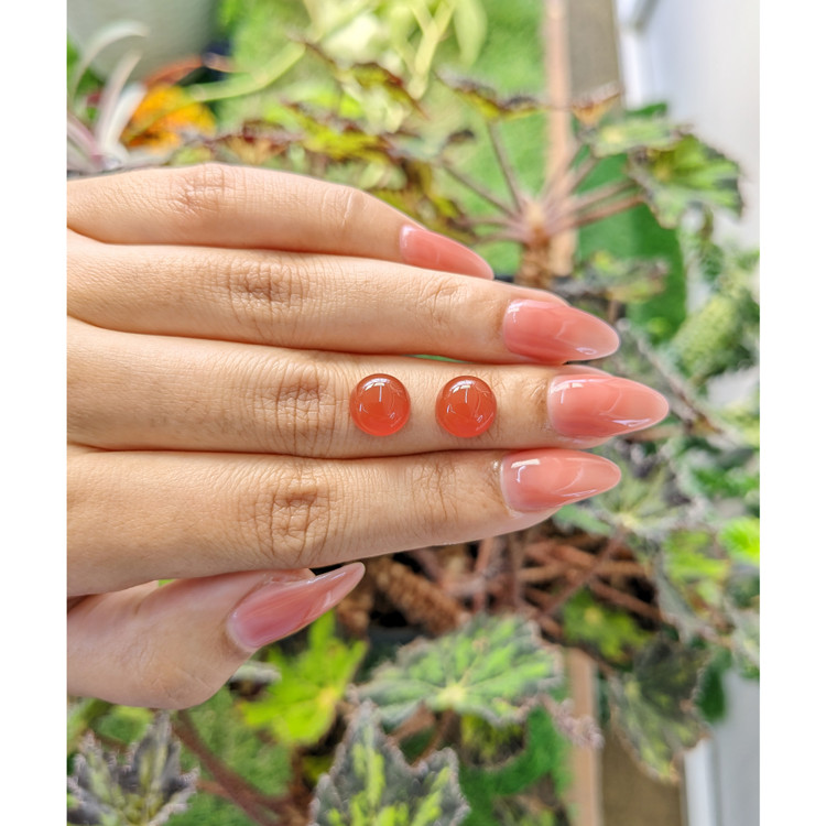 6.29 Ct.Tw. Cabochon Carnelian Pair from Brazil