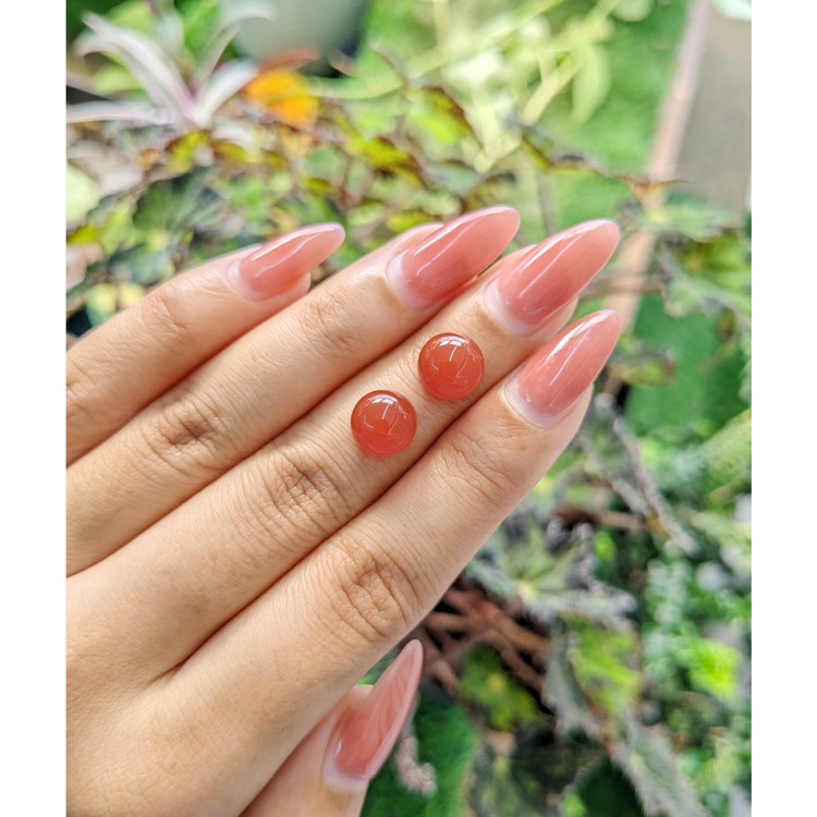 6.45 Ct.Tw. Cabochon Carnelian Pair from Brazil