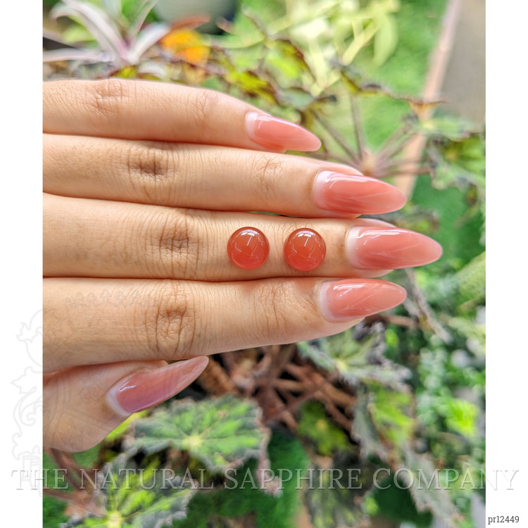 6.45 Ct.Tw. Cabochon Carnelian Pair from Brazil