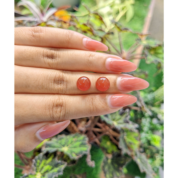 6.45 Ct.Tw. Cabochon Carnelian Pair from Brazil