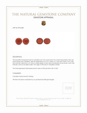 7.06 Ct.Tw.Total Carat Weight Cabochon Carnelian Pair from Brazil Appraisal