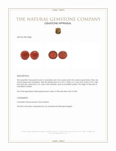 7.06 Ct.Tw.Total Carat Weight Red Cabochon Carnelian Pair from Brazil Appraisal