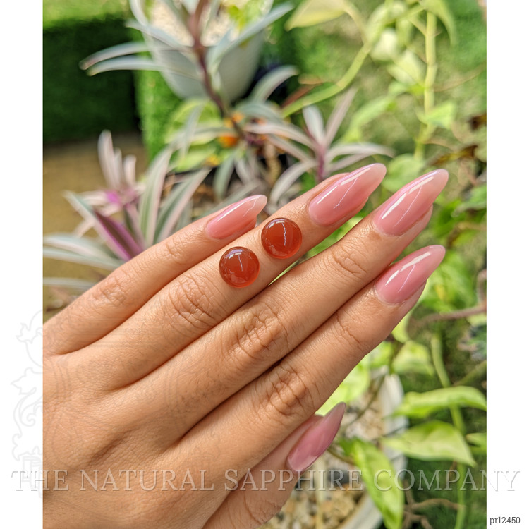 7.06 Ct.Tw. Cabochon Carnelian Pair from Brazil