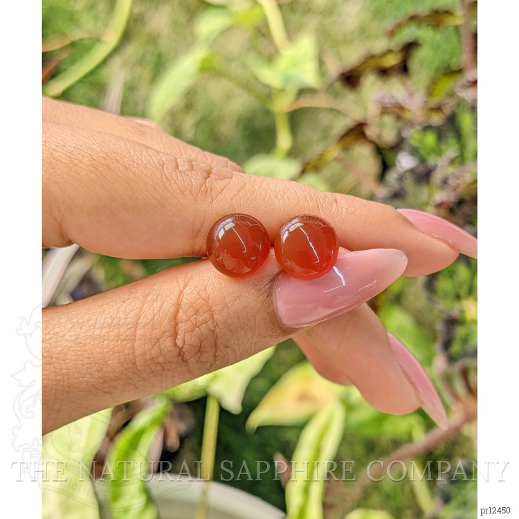 7.06 Ct.Tw. Cabochon Carnelian Pair from Brazil