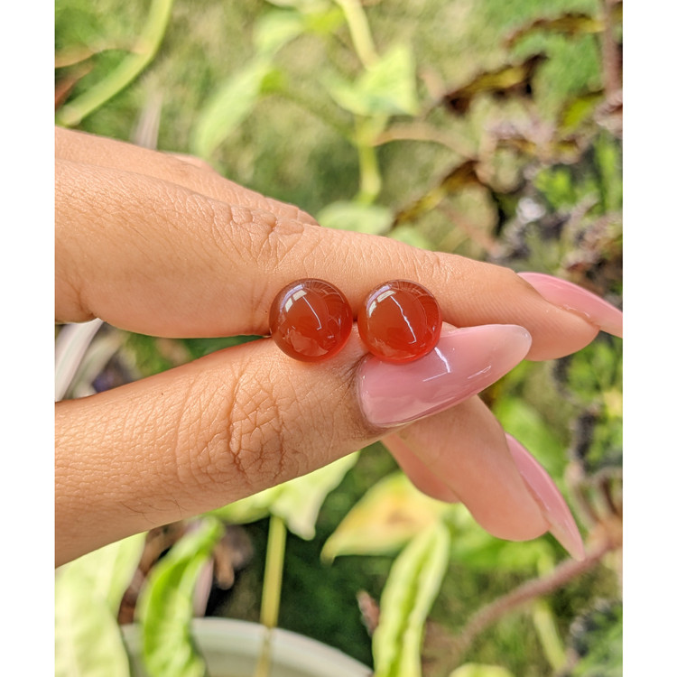 7.06 Ct.Tw. Cabochon Carnelian Pair from Brazil
