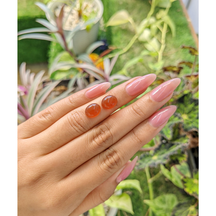 6.88 Ct.Tw. Cabochon Carnelian Pair from Brazil