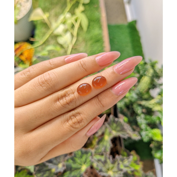 5.98 Ct.Tw. Cabochon Carnelian Pair from Brazil