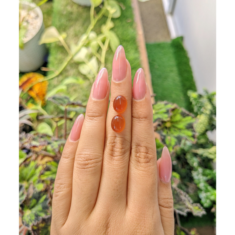 5.98 Ct.Tw. Cabochon Carnelian Pair from Brazil