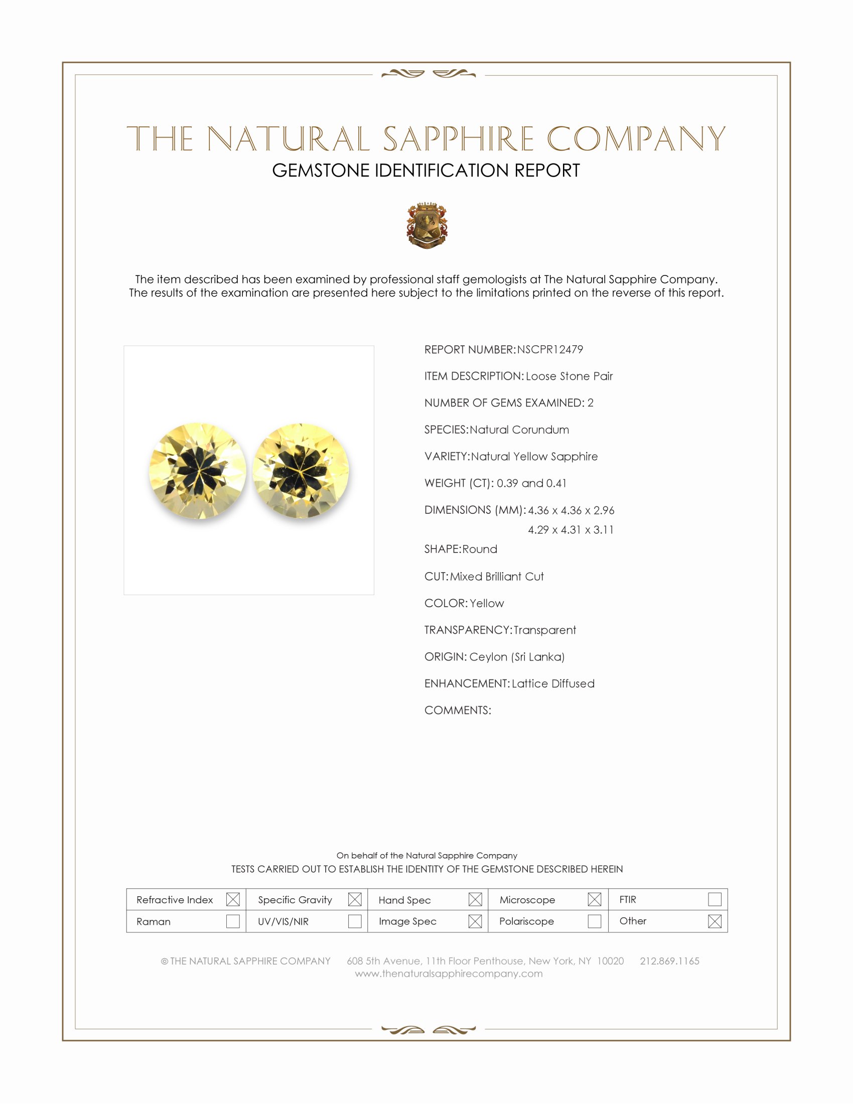 0.80 Ct.Tw. Yellow Sapphire Pair from Ceylon (Sri Lanka)