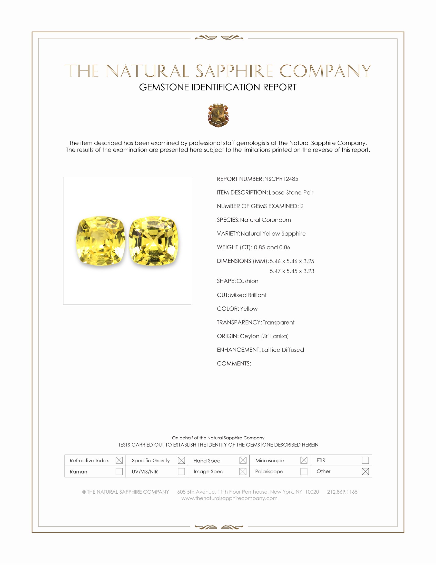 1.71 Ct.Tw. Yellow Sapphire Pair from Ceylon (Sri Lanka)