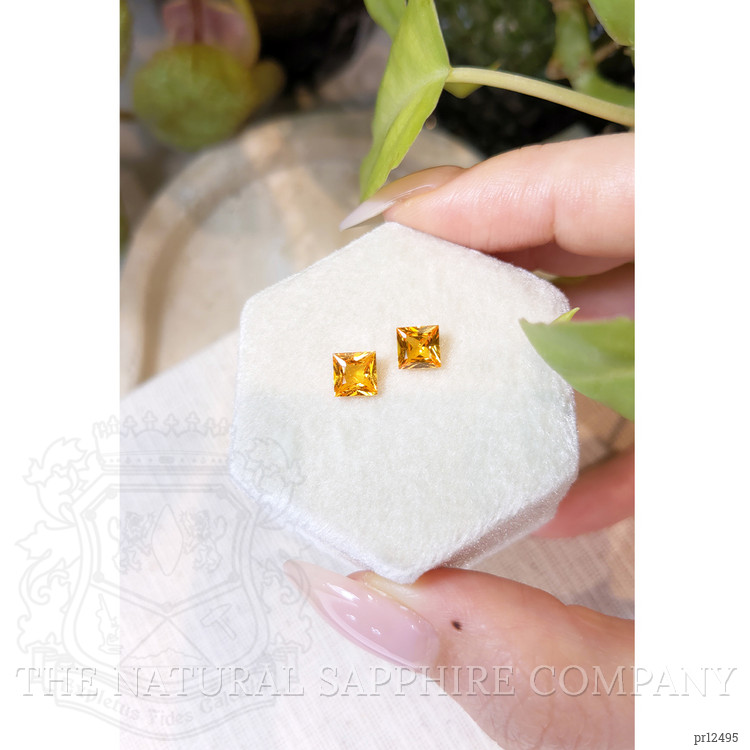 2.00 Ct.Tw. Yellowish Orange Sapphire Pair from Ceylon (Sri Lanka)