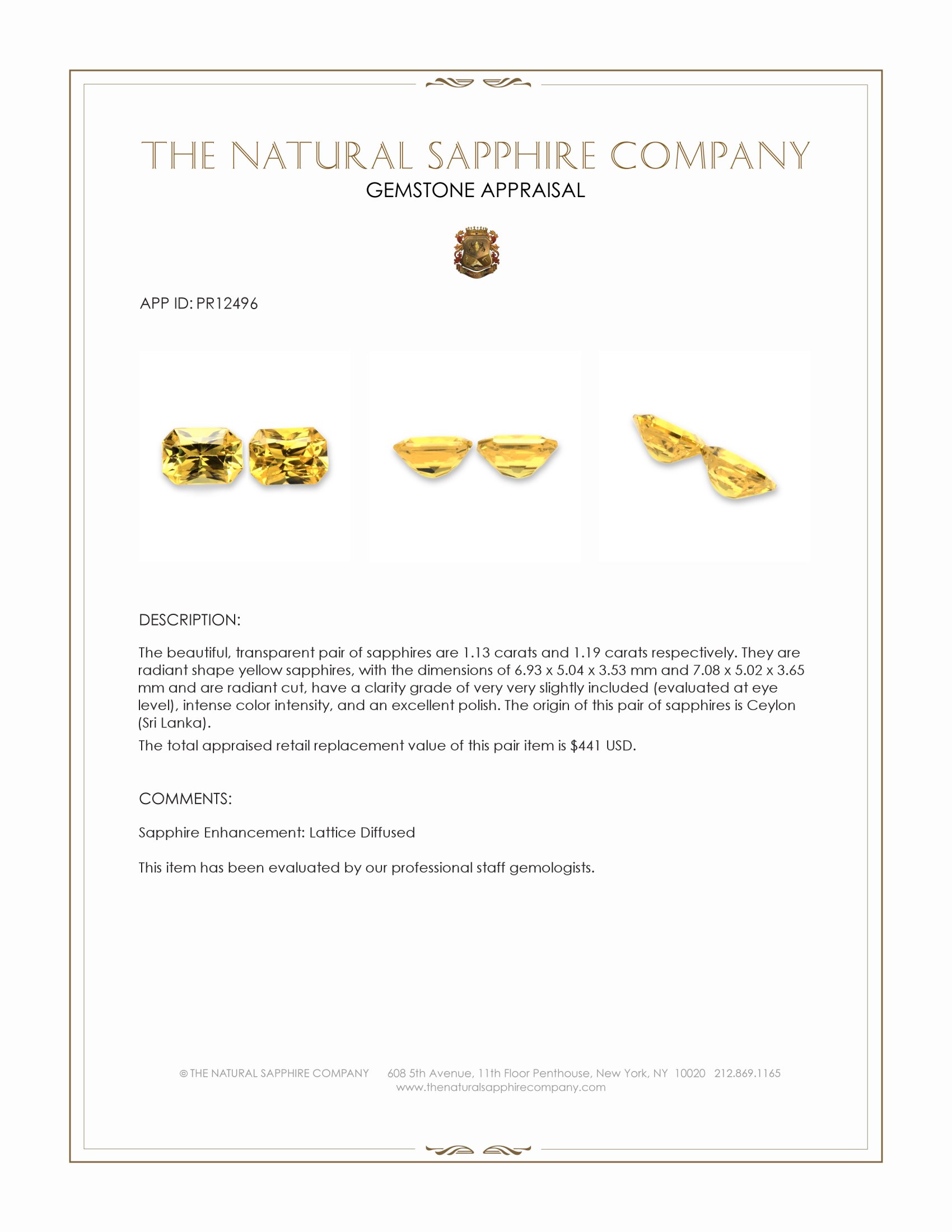 2.32 Ct.Tw. Yellow Sapphire Pair from Ceylon (Sri Lanka)