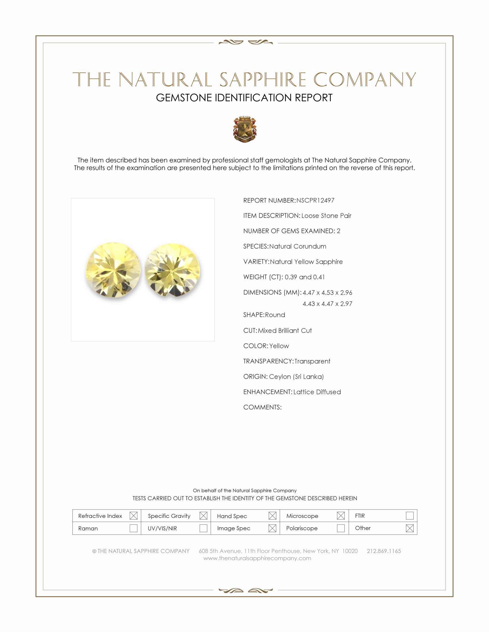0.80 Ct.Tw. Yellow Sapphire Pair from Ceylon (Sri Lanka)