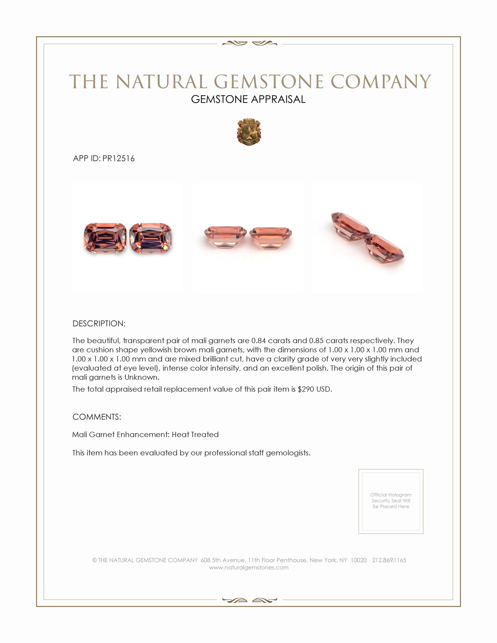 1.69 Ct.Tw. Mali Garnet Pair from West Africa