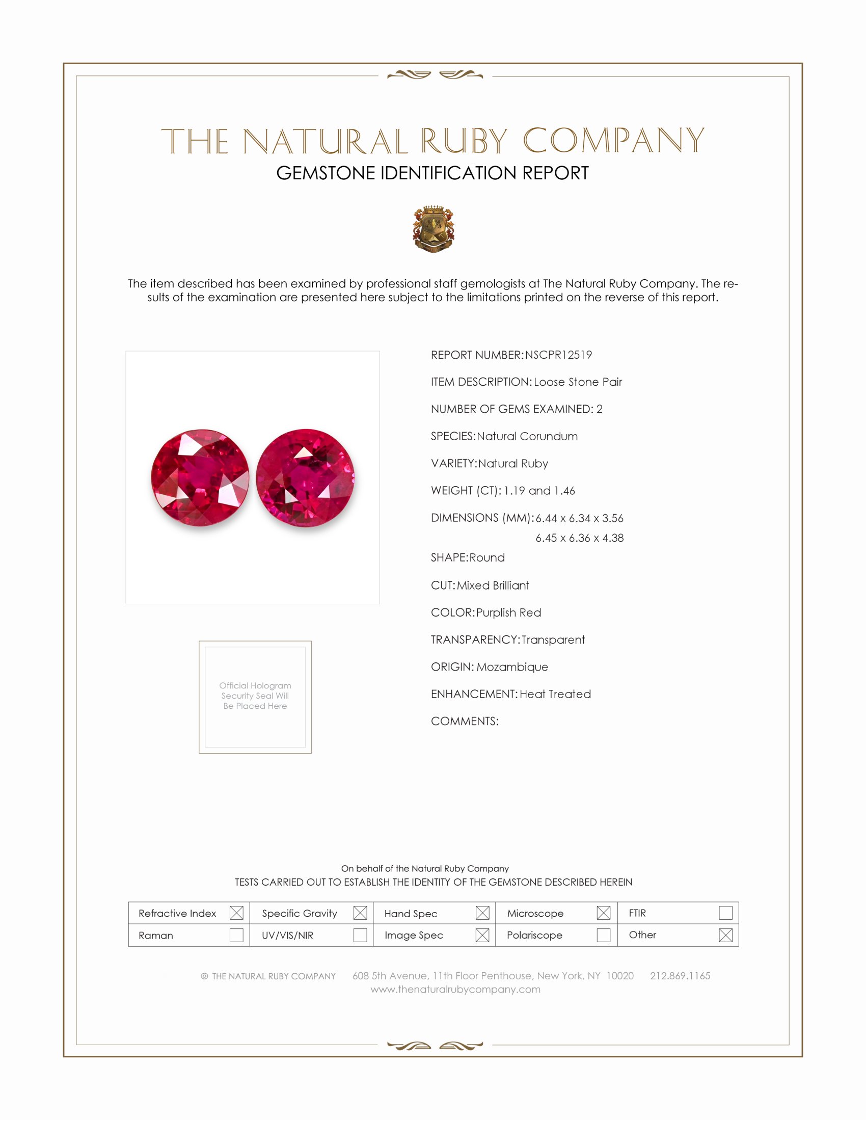 2.65 Ct.Tw. Purplish Red Ruby Pair from Mozambique