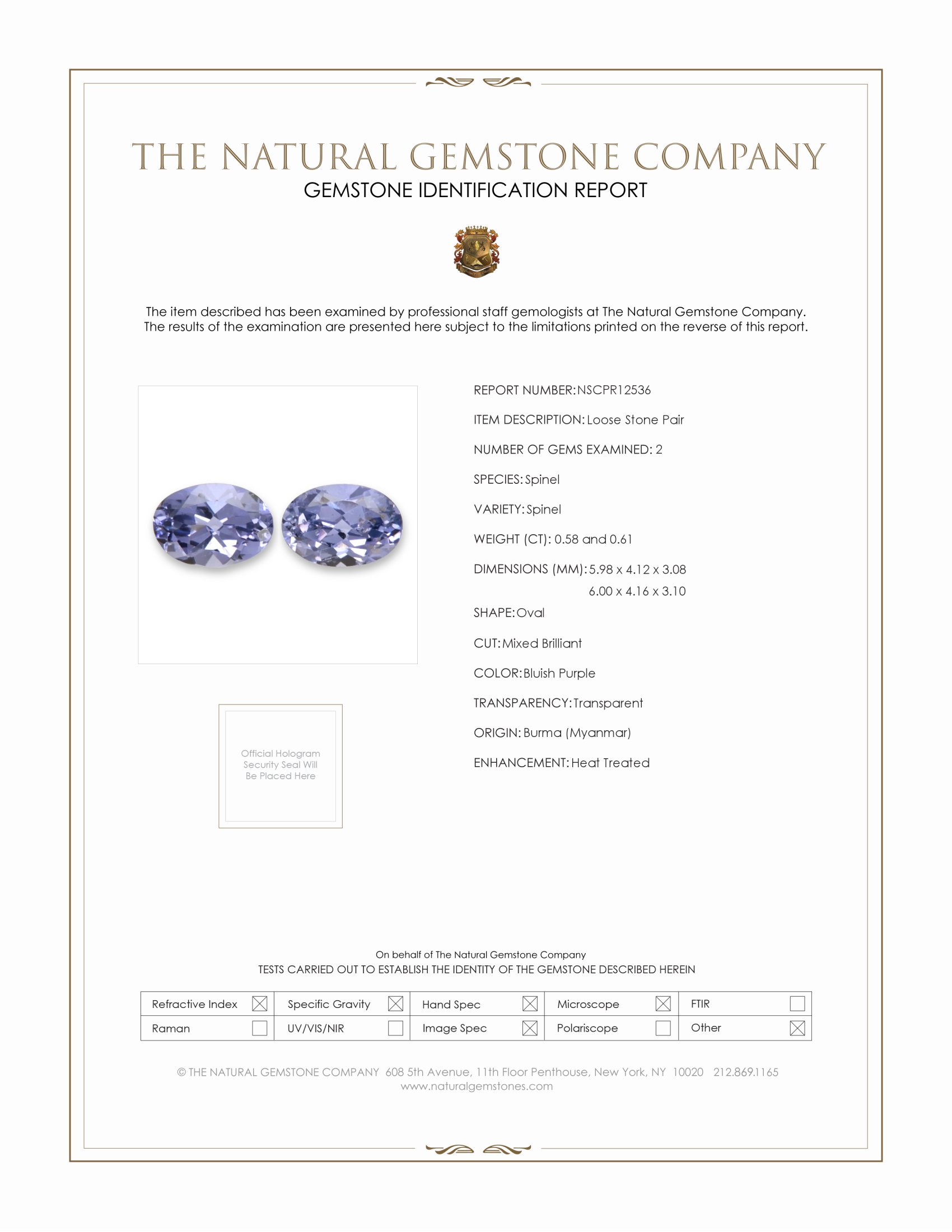 1.19 Ct.Tw. Spinel Pair from Burma (Myanmar)