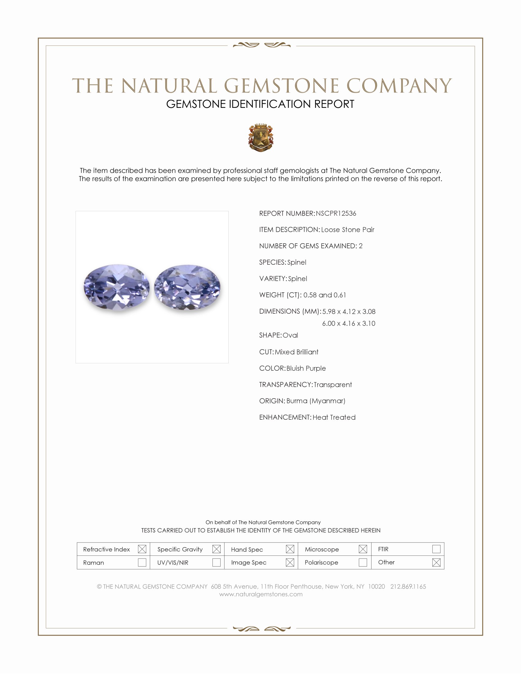 1.19 Ct.Tw. Spinel Pair from Burma (Myanmar)