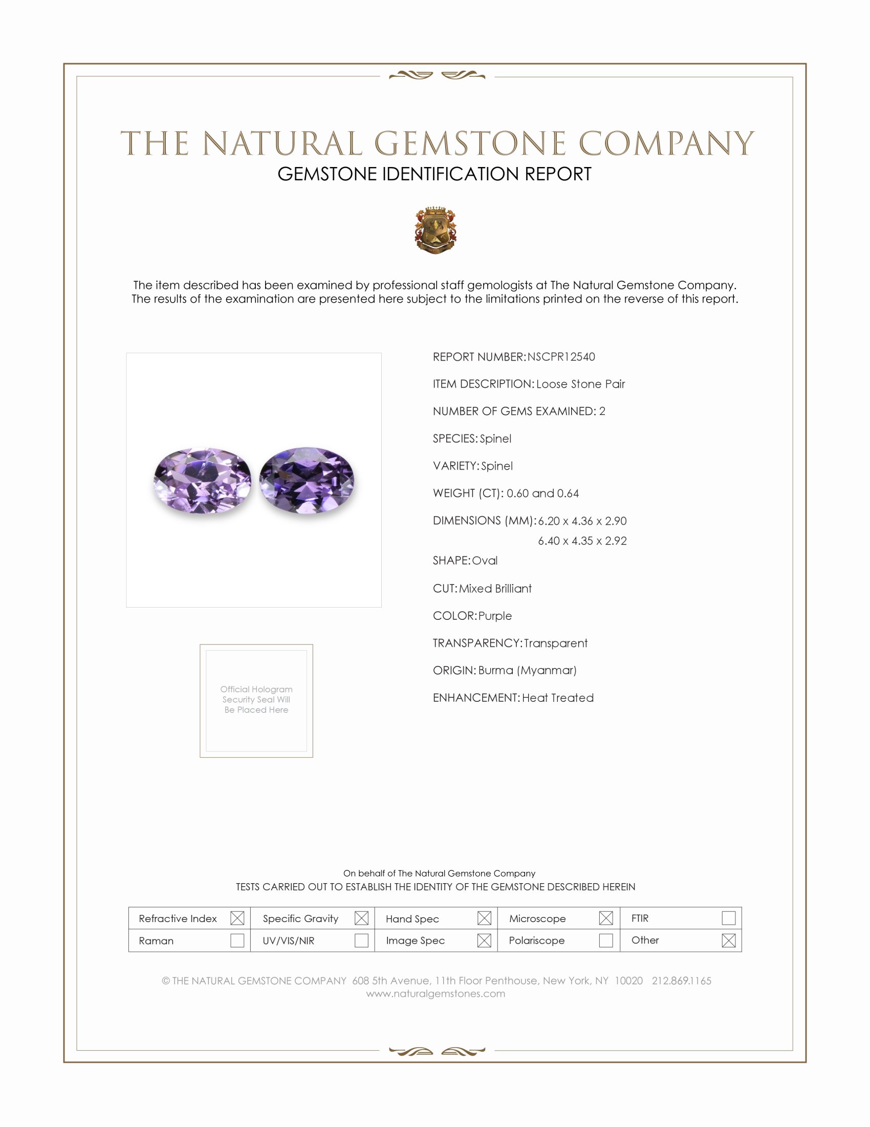 1.24 Ct.Tw. Spinel Pair from Burma (Myanmar)