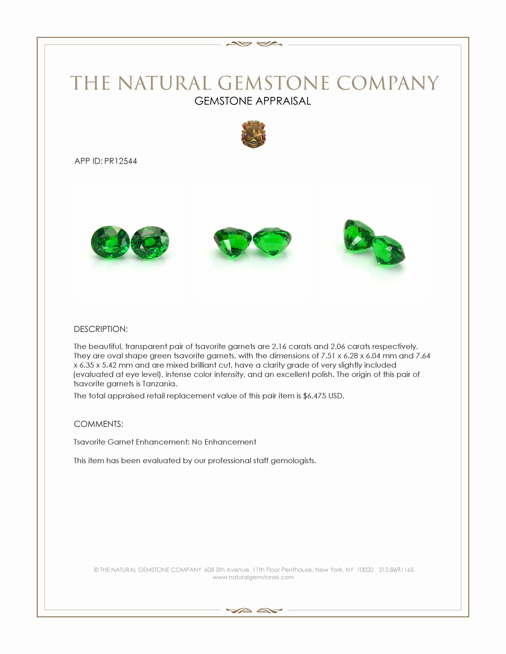 4.22 Ct.Tw. Tsavorite Garnet Pair from Tanzania