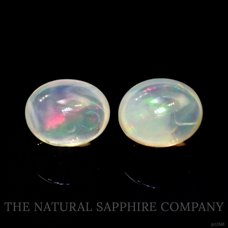 2.65 Ct.Tw. Cabochon White Opal Pair from Brazil