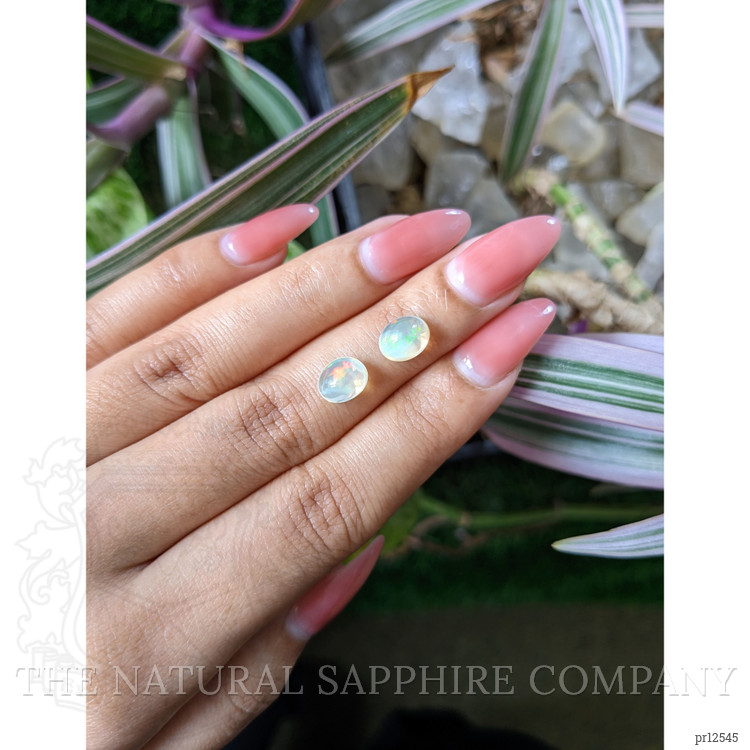 2.65 Ct.Tw. Cabochon White Opal Pair from Brazil