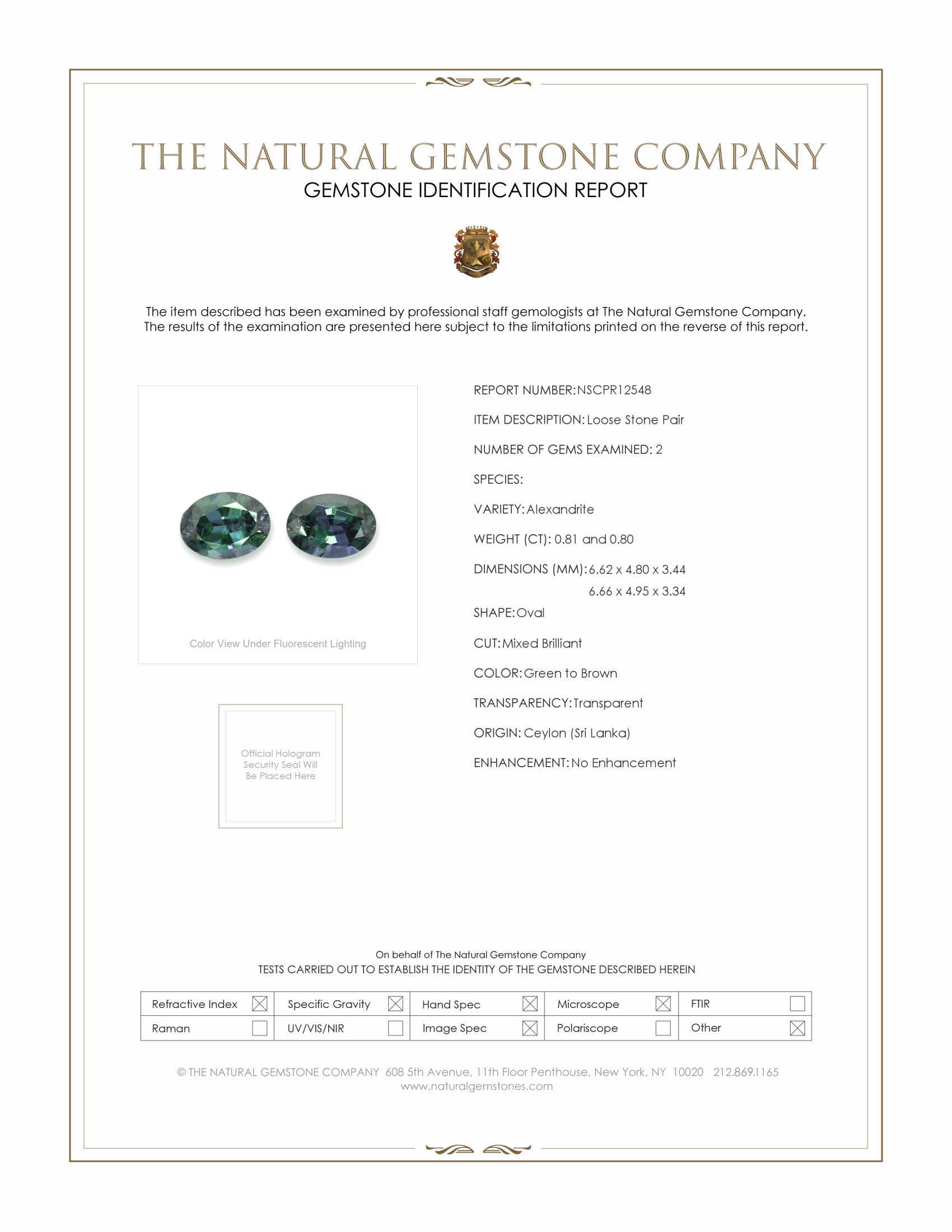 1.62 Ct.Tw. Alexandrite Pair from Brazil