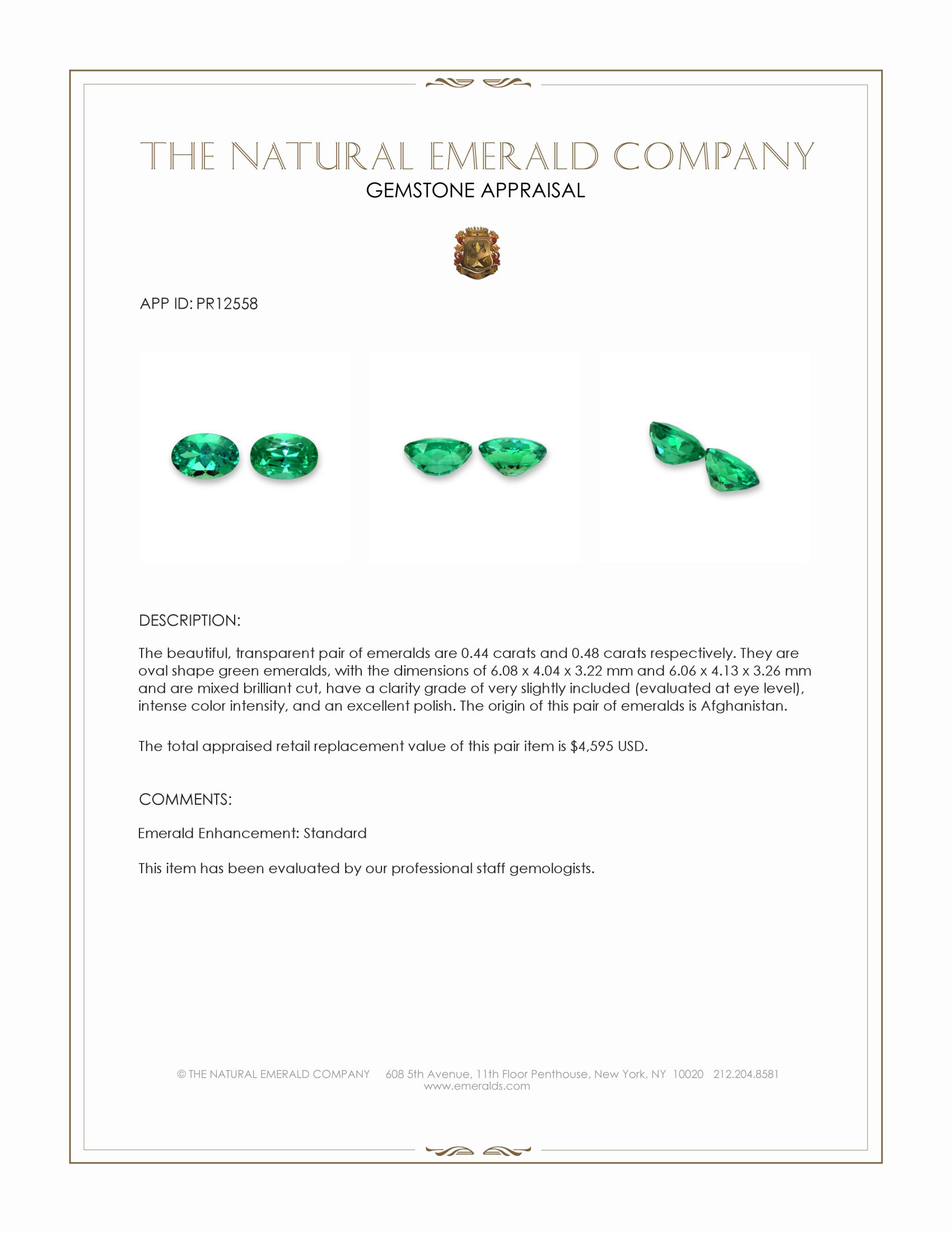 0.92 Ct.Tw. Emerald Pair from Afghanistan