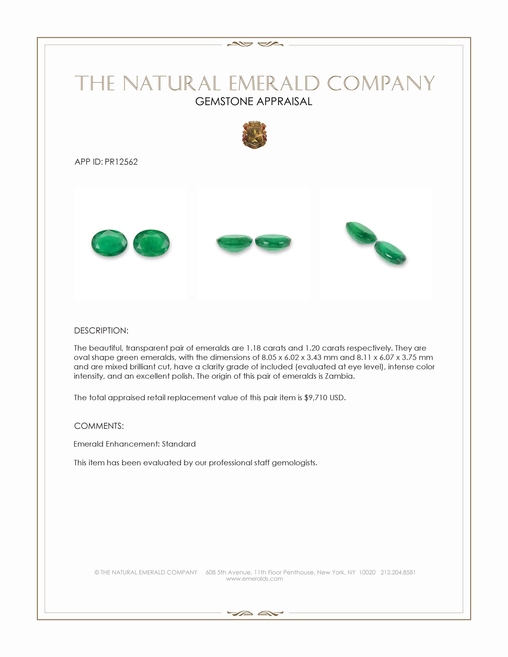 2.38 Ct.Tw. Emerald Pair from Zambia