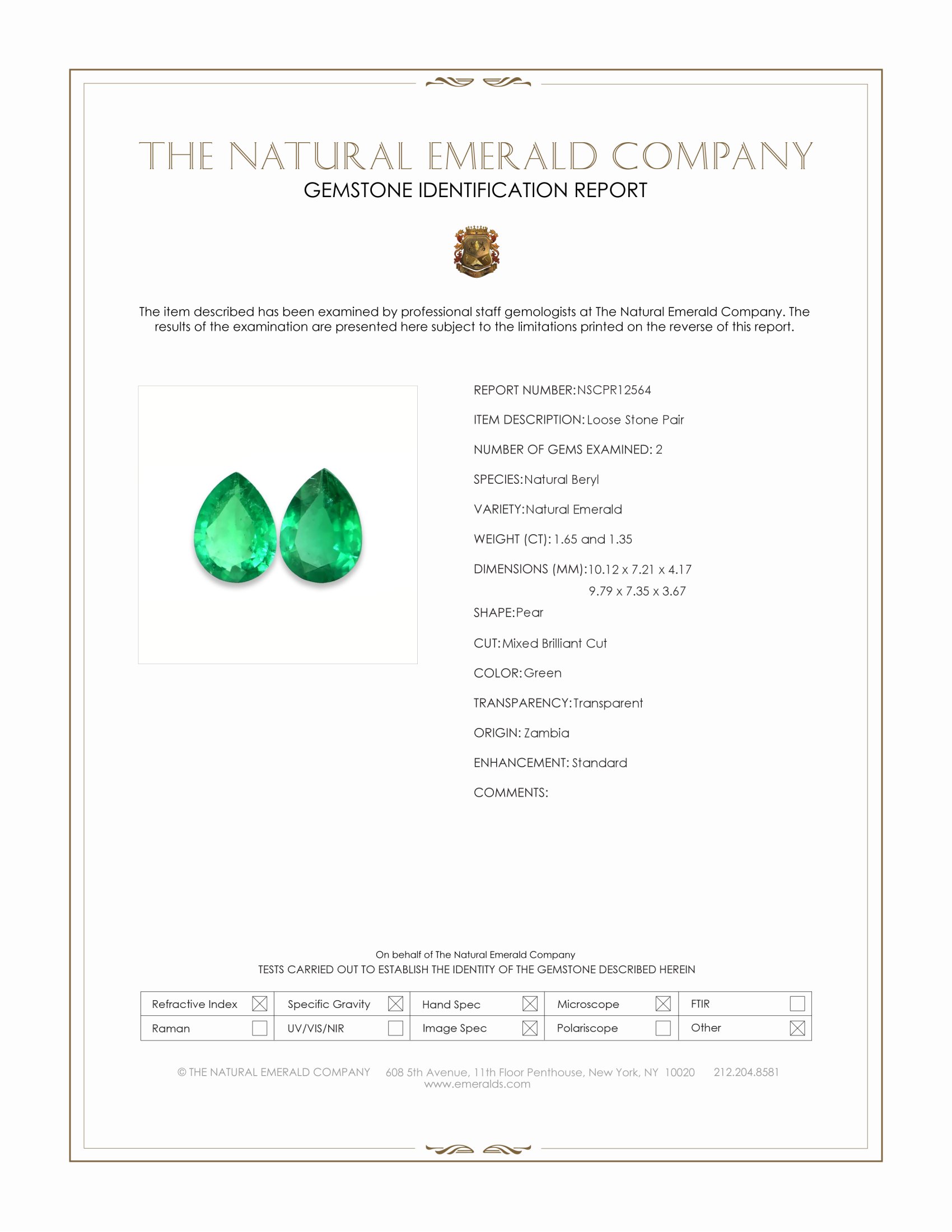 3.00 Ct.Tw. Emerald Pair from Zambia