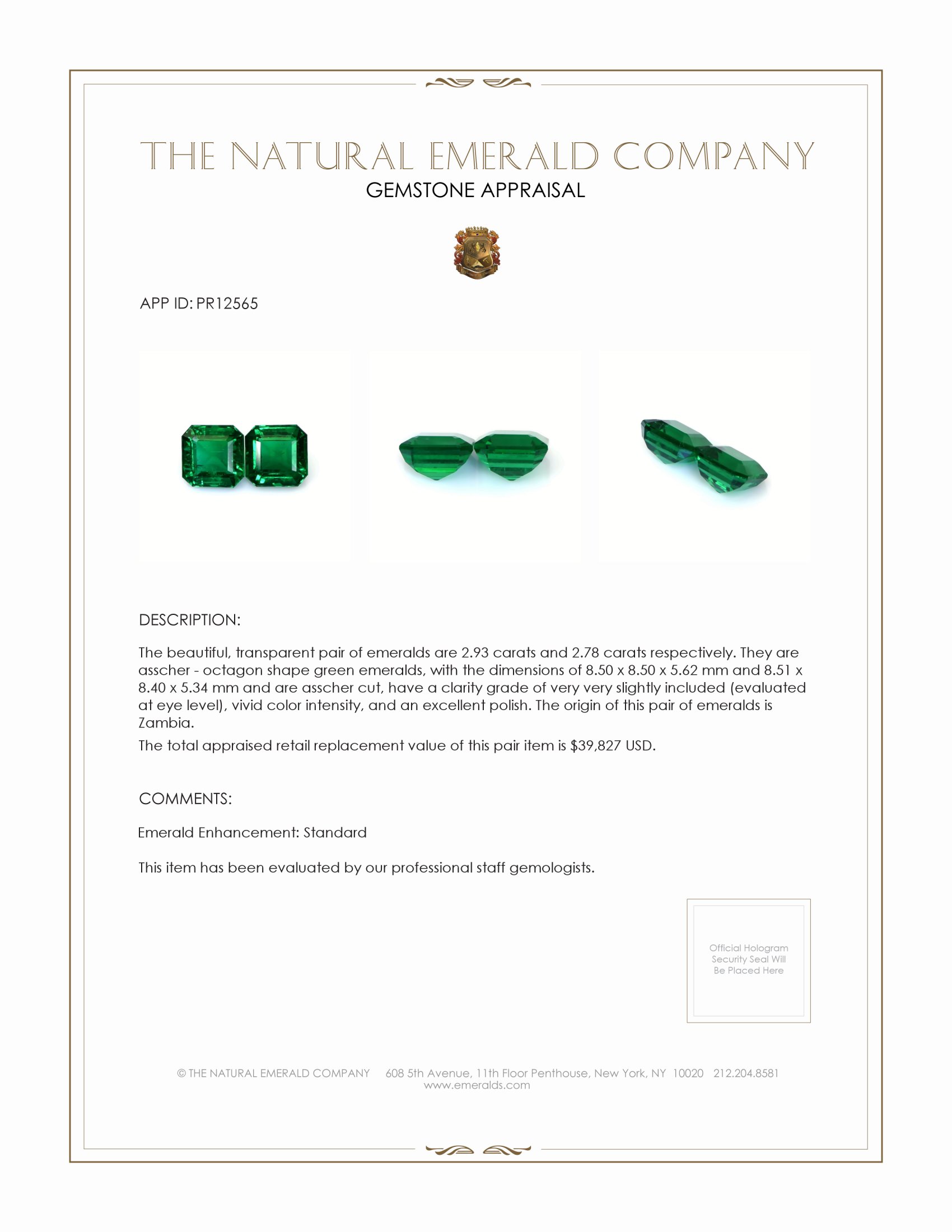 5.71 Ct.Tw. Emerald Pair from Zambia