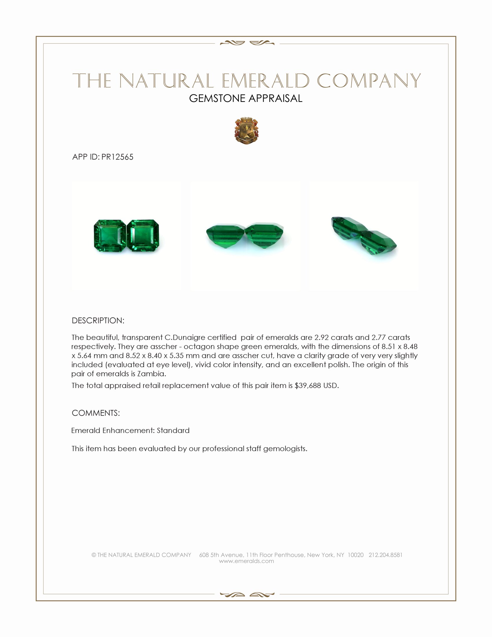 5.69 Ct.Tw. Emerald Pair from Zambia