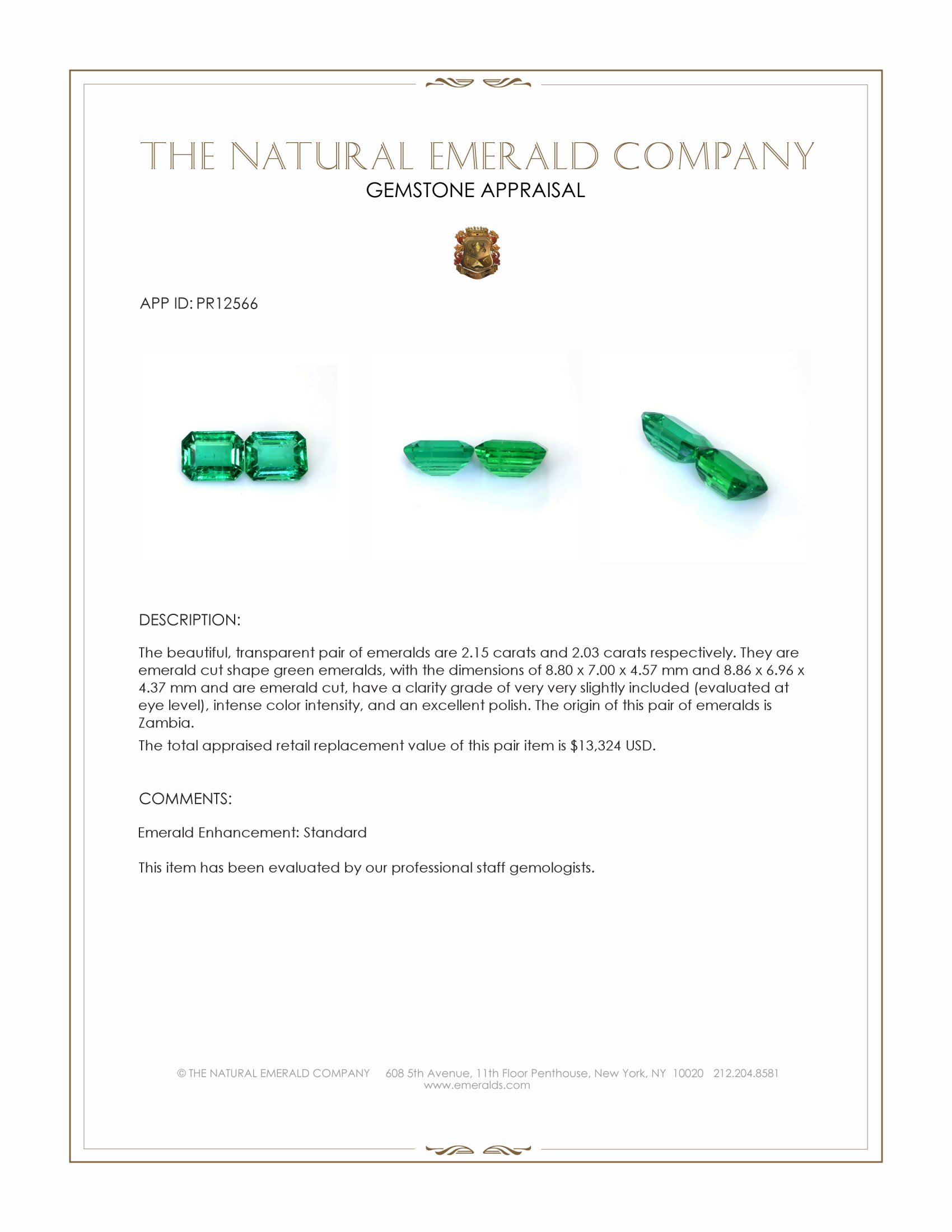 4.18 Ct.Tw. Emerald Pair from Zambia