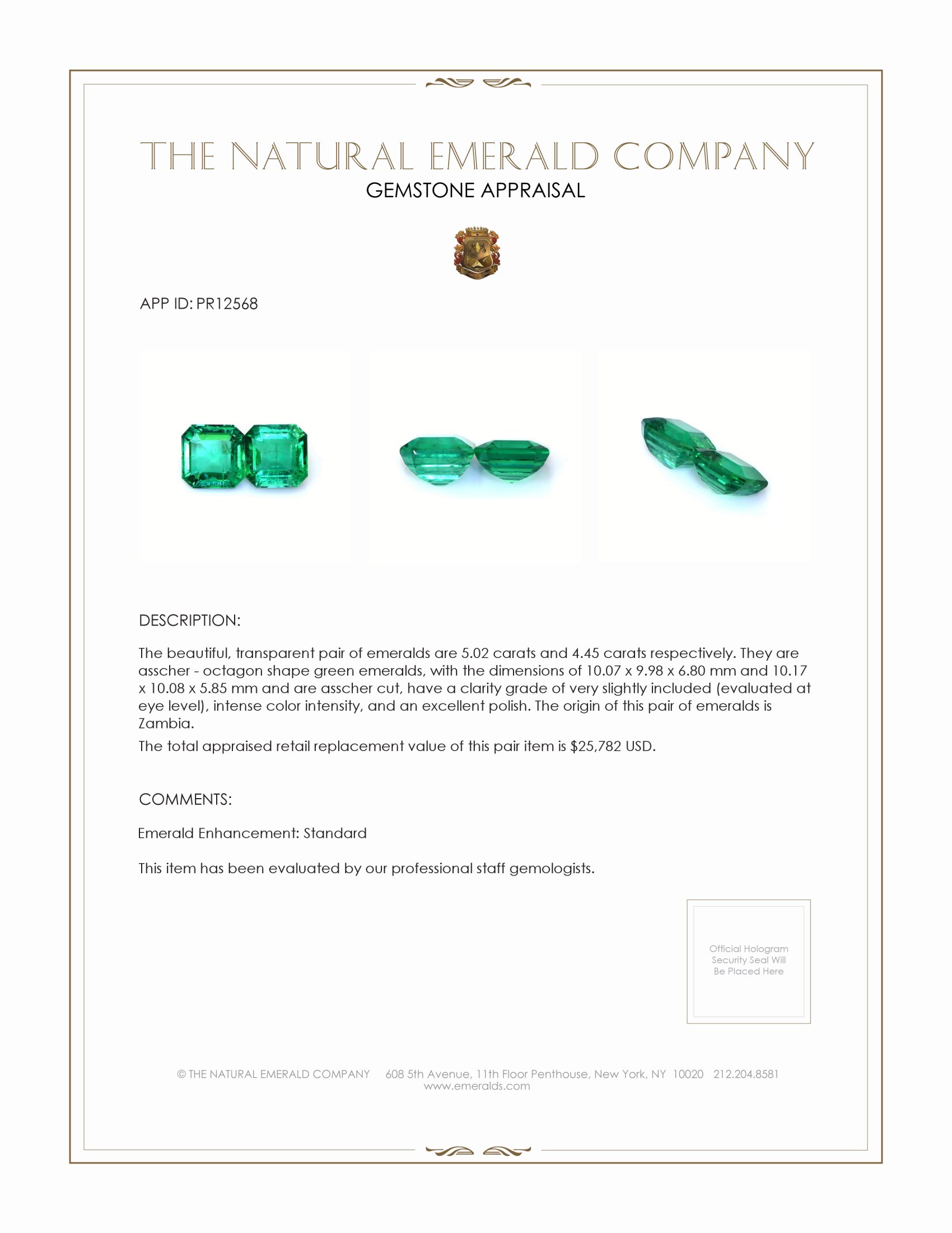 9.47 Ct.Tw. Emerald Pair from Zambia