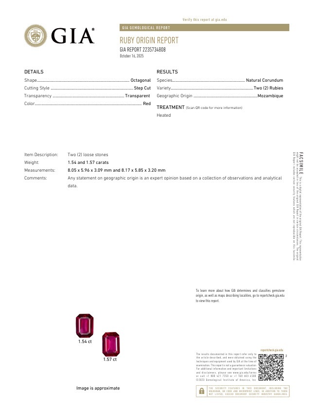 3.11 Ct.Tw. Ruby Pair from Mozambique