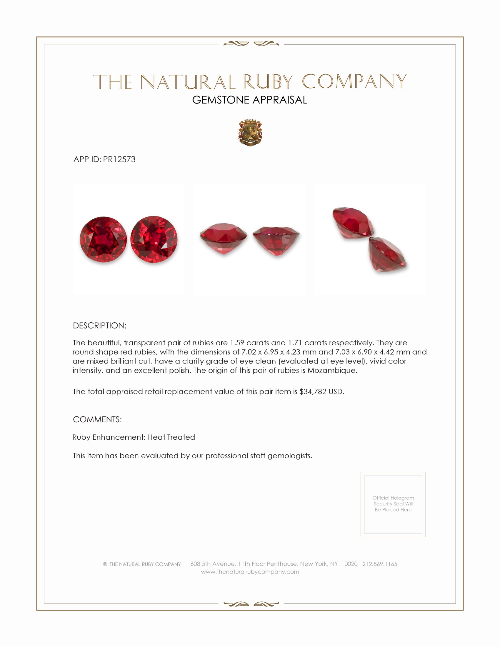 3.29 Ct.Tw. Ruby Pair from Mozambique