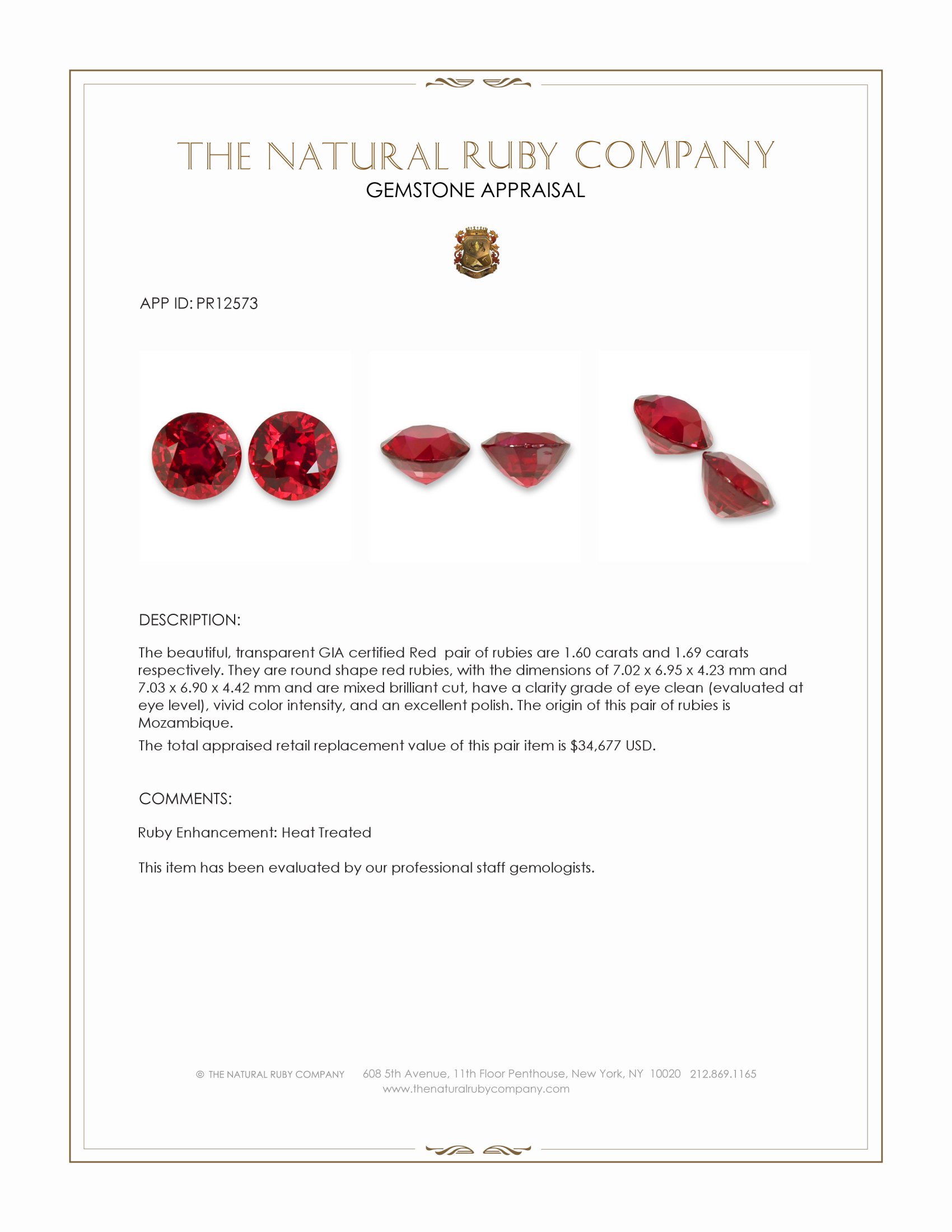 3.29 Ct.Tw. Ruby Pair from Mozambique