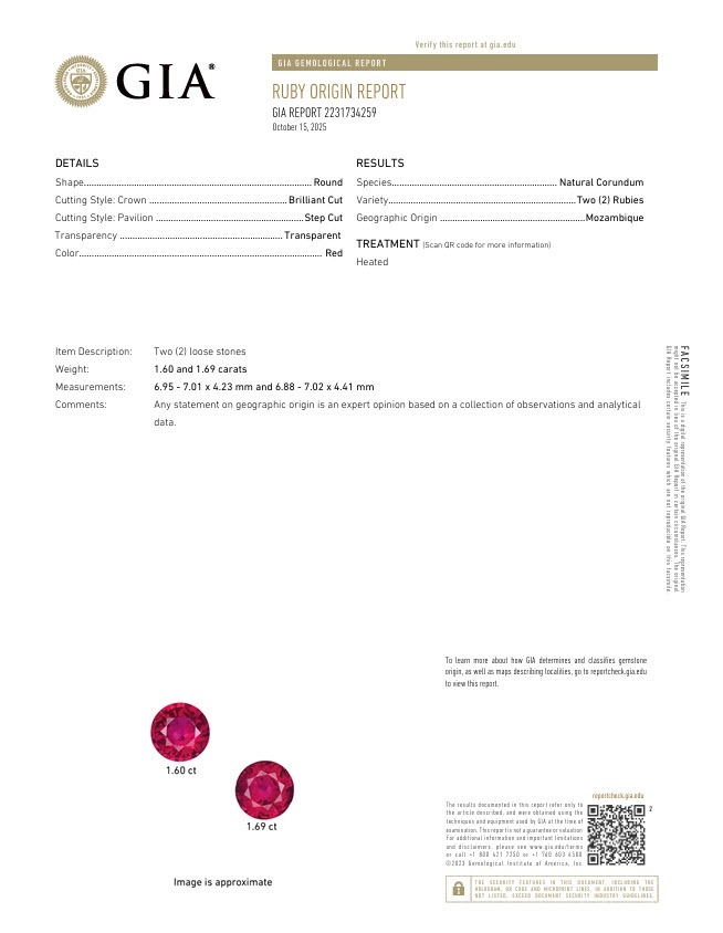 3.29 Ct.Tw. Ruby Pair from Mozambique
