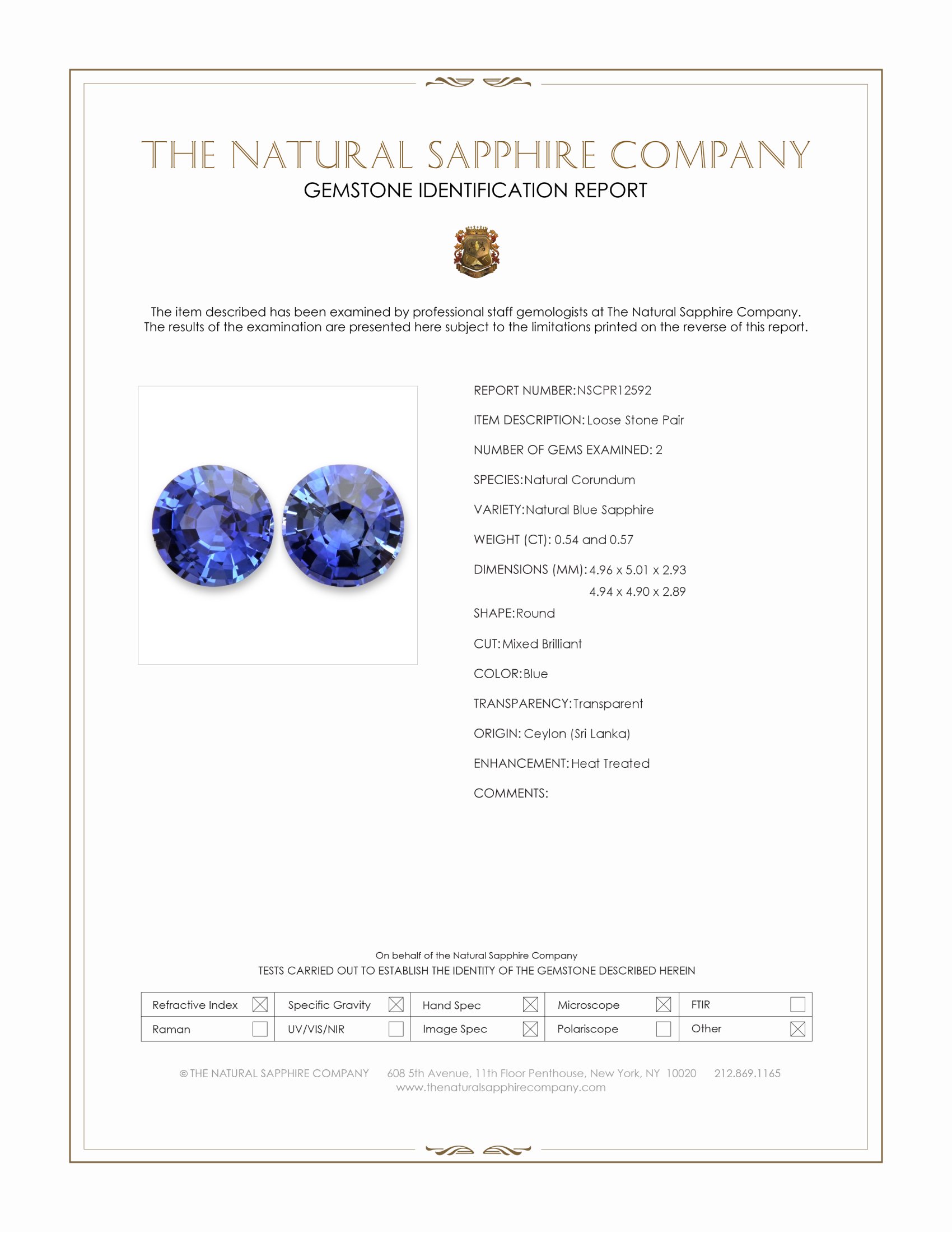 1.11 Ct.Tw. Blue Sapphire Pair from Ceylon (Sri Lanka)