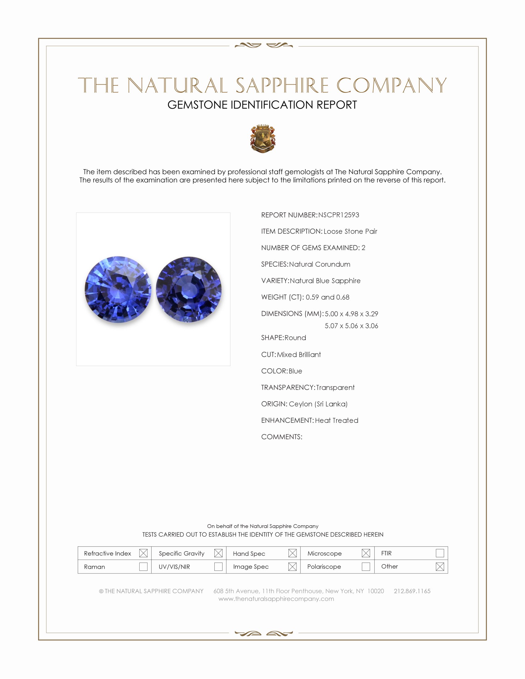1.27 Ct.Tw. Blue Sapphire Pair from Ceylon (Sri Lanka)