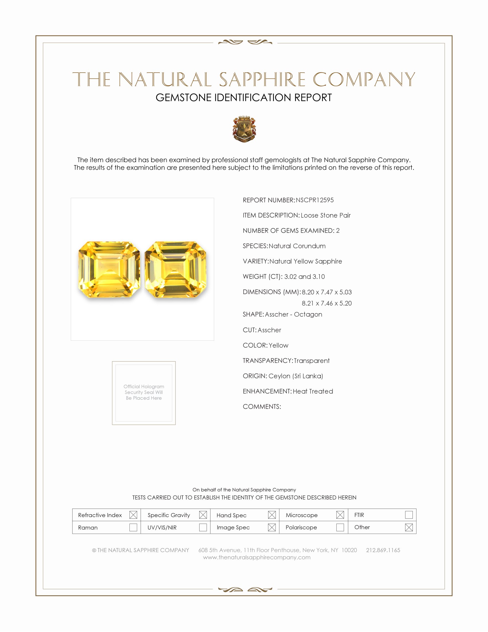 6.12 Ct.Tw. Yellow Sapphire Pair from Ceylon (Sri Lanka)