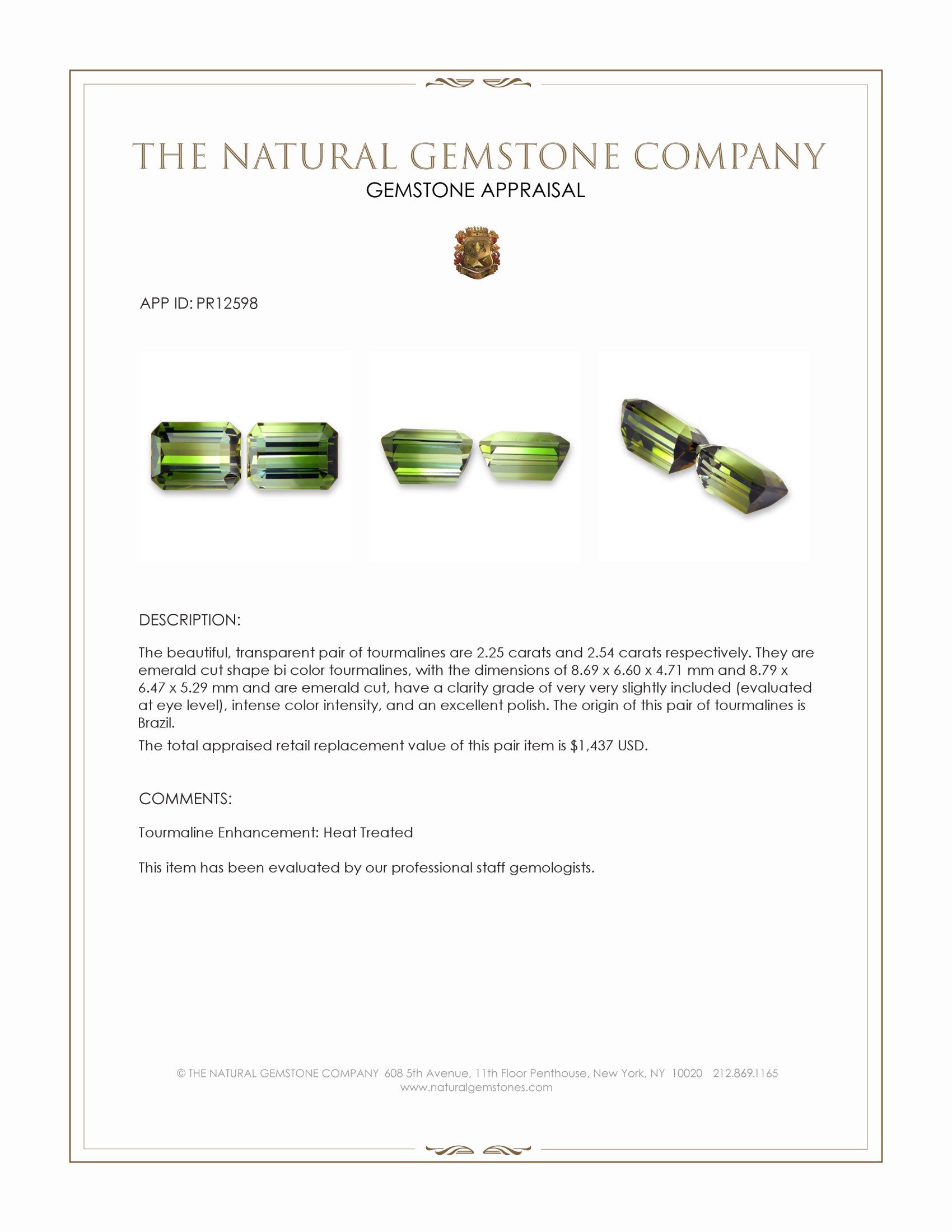 4.79 Ct.Tw. Tourmaline Pair from Brazil