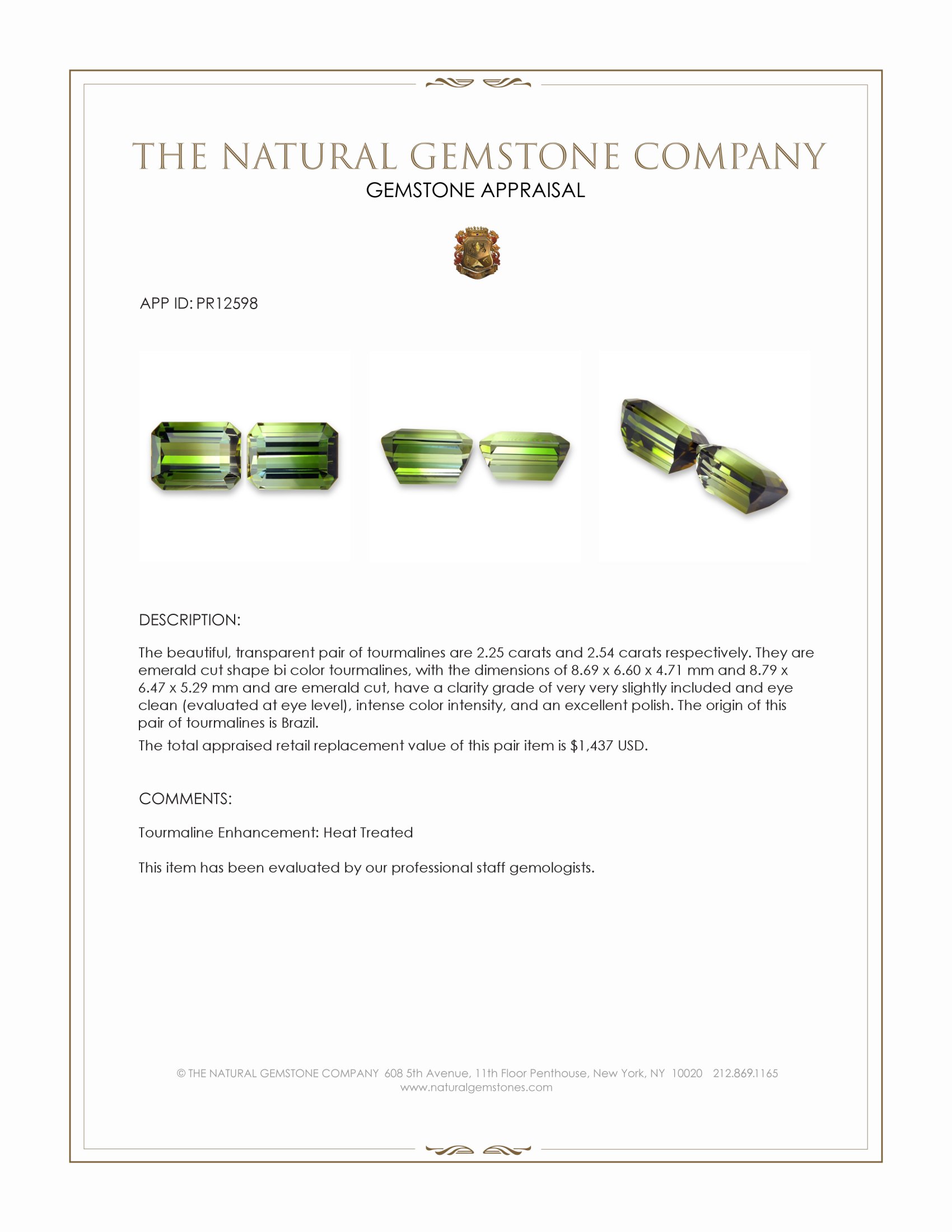 4.79 Ct.Tw. Tourmaline Pair from Brazil