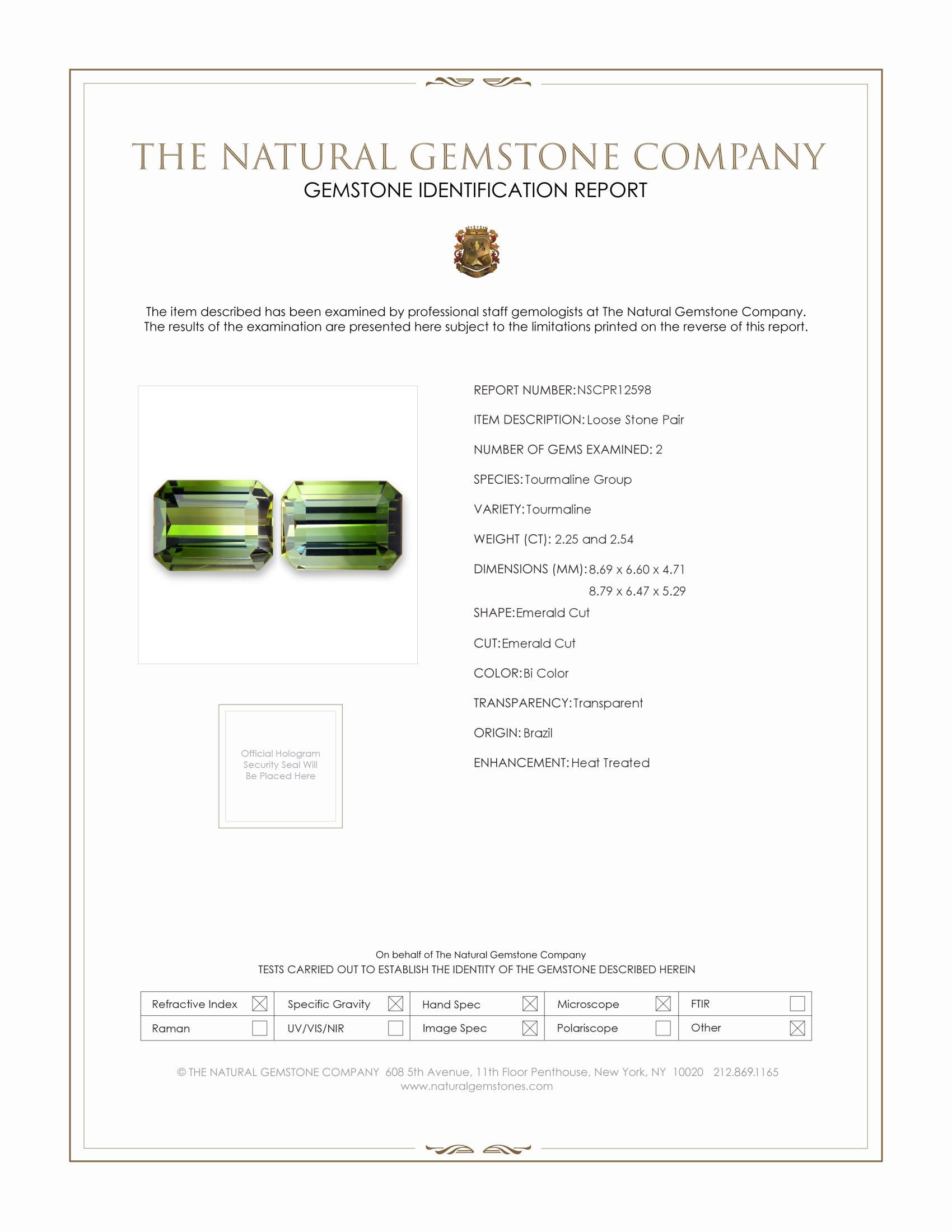 4.79 Ct.Tw. Tourmaline Pair from Brazil