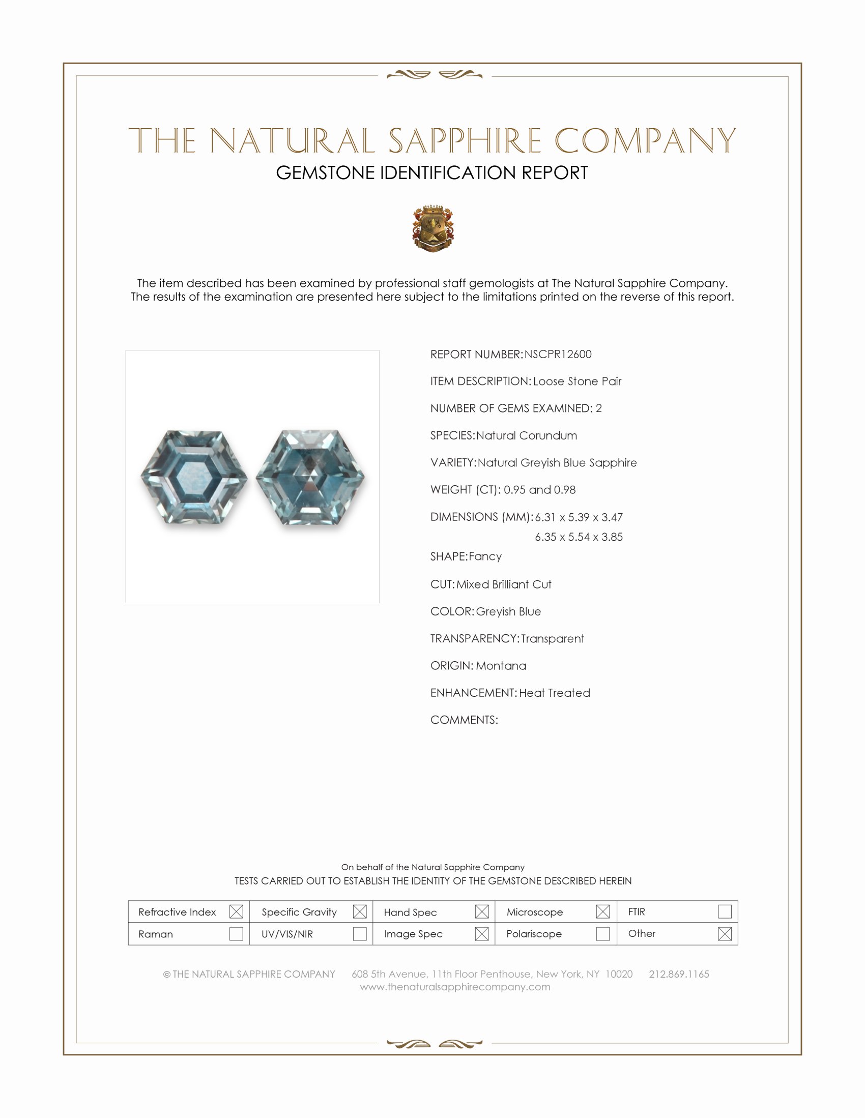 1.93 Ct.Tw. Greyish Blue Sapphire Pair from Montana
