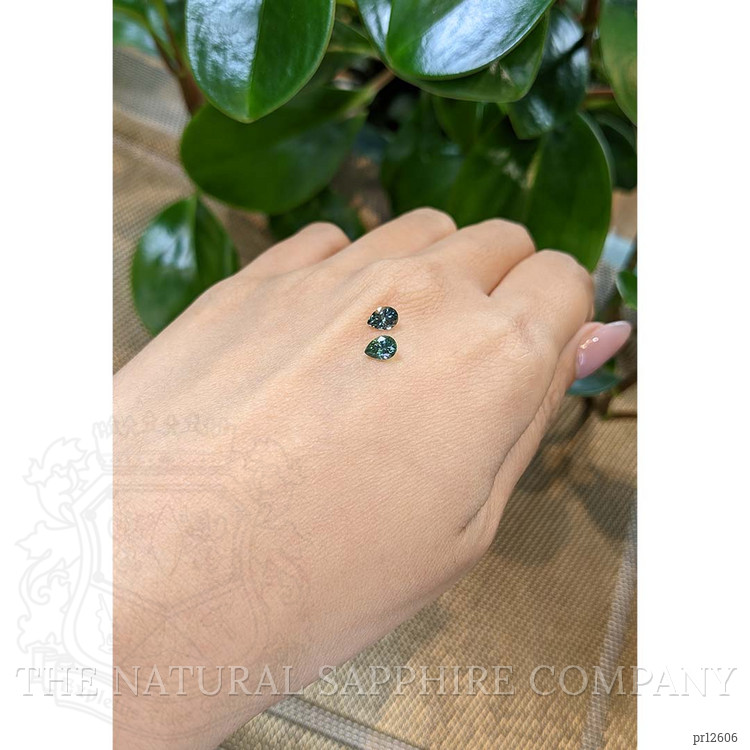 0.94 Ct.Tw. Greenish Blue Sapphire Pair from Montana