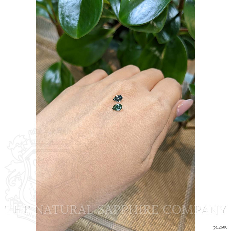 0.94 Ct.Tw. Greenish Blue Sapphire Pair from Montana