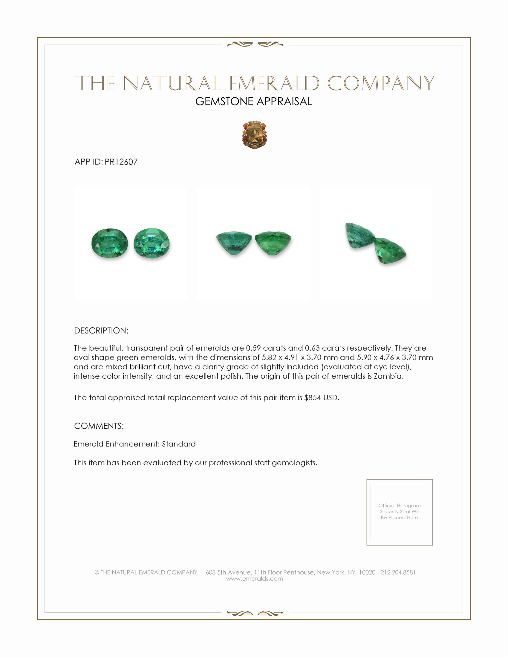 1.22 Ct.Tw. Emerald Pair from Zambia