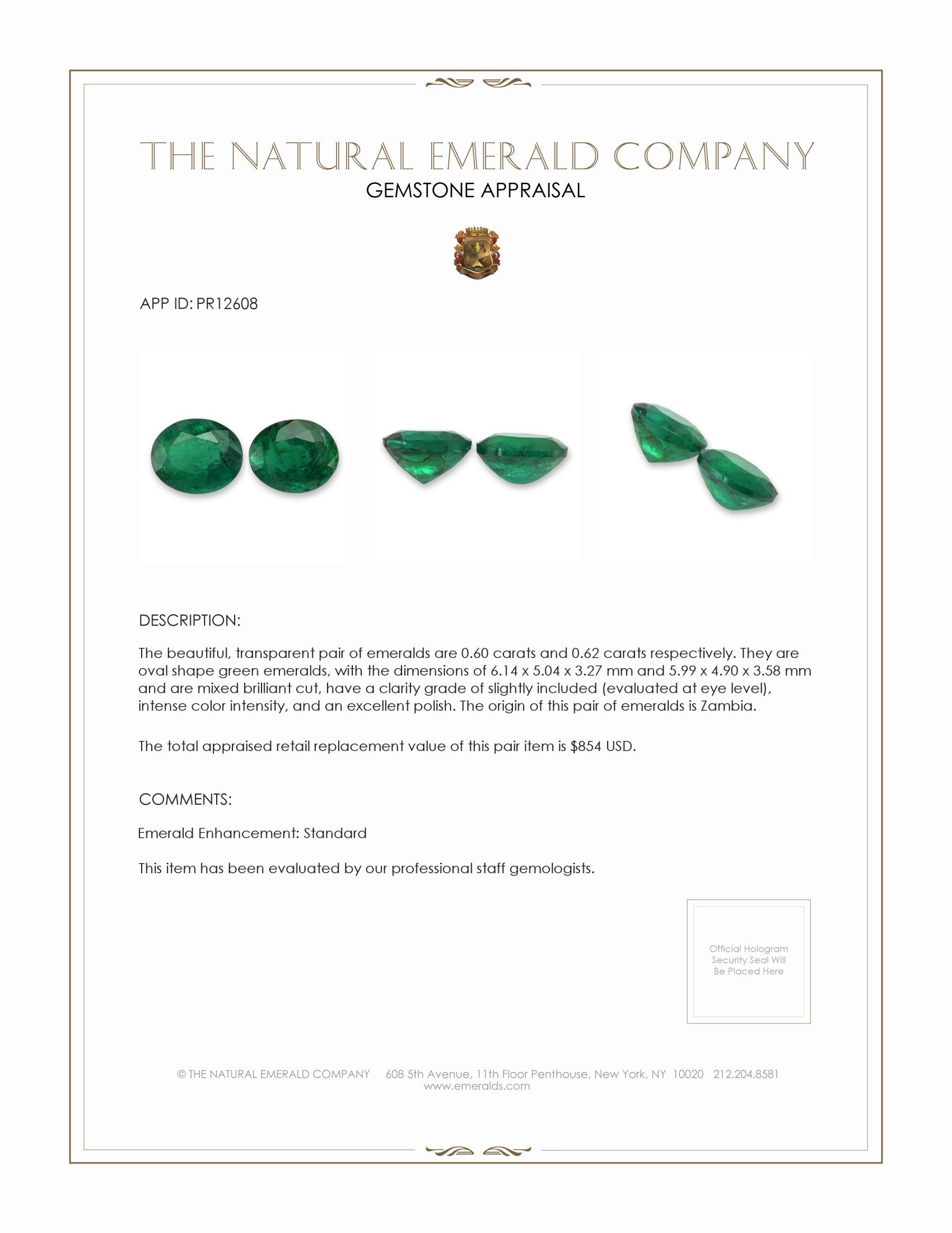 1.22 Ct.Tw. Emerald Pair from Zambia