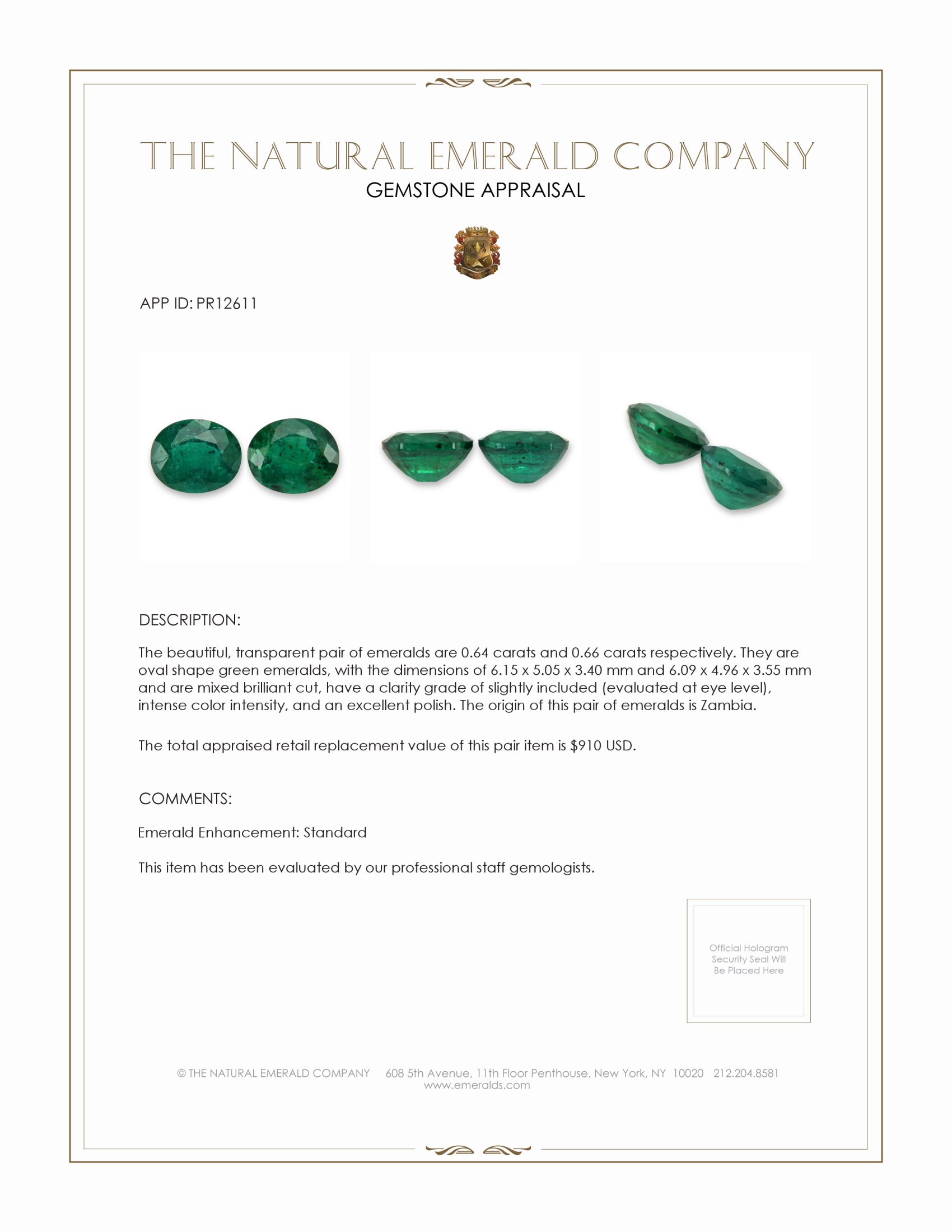 1.30 Ct.Tw. Emerald Pair from Zambia