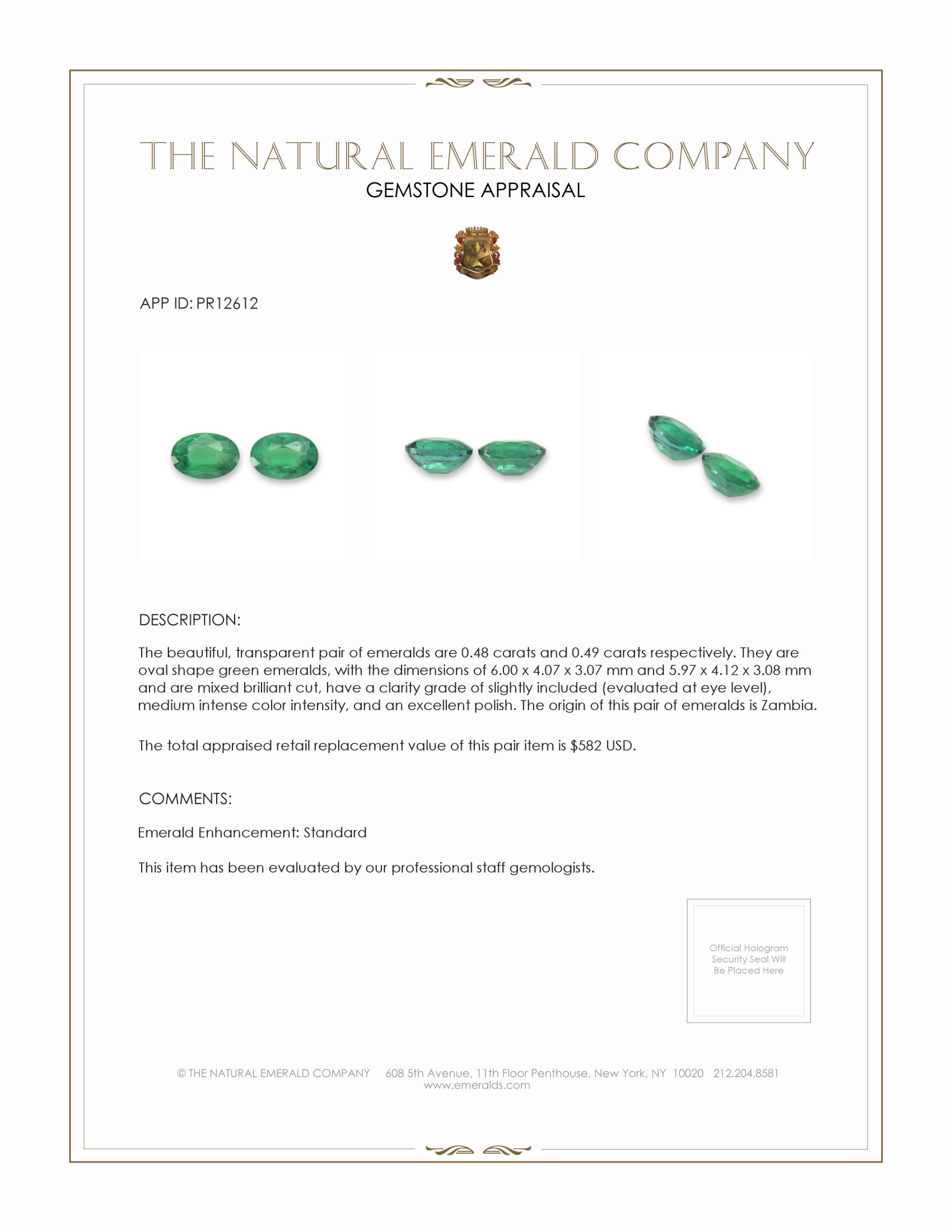 0.97 Ct.Tw. Emerald Pair from Zambia